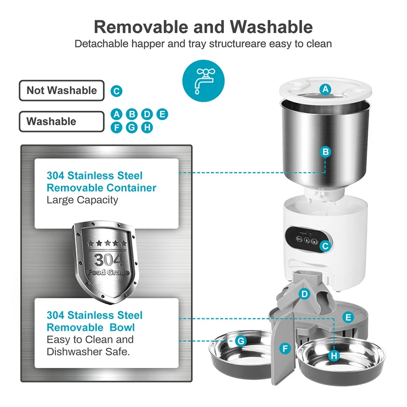 Diaľkové kŕmenie TUYA SMART APP Pet Feeder Cat and Dog Food Automatický dávkovač vhodný pre malé a stredné mačky a psy