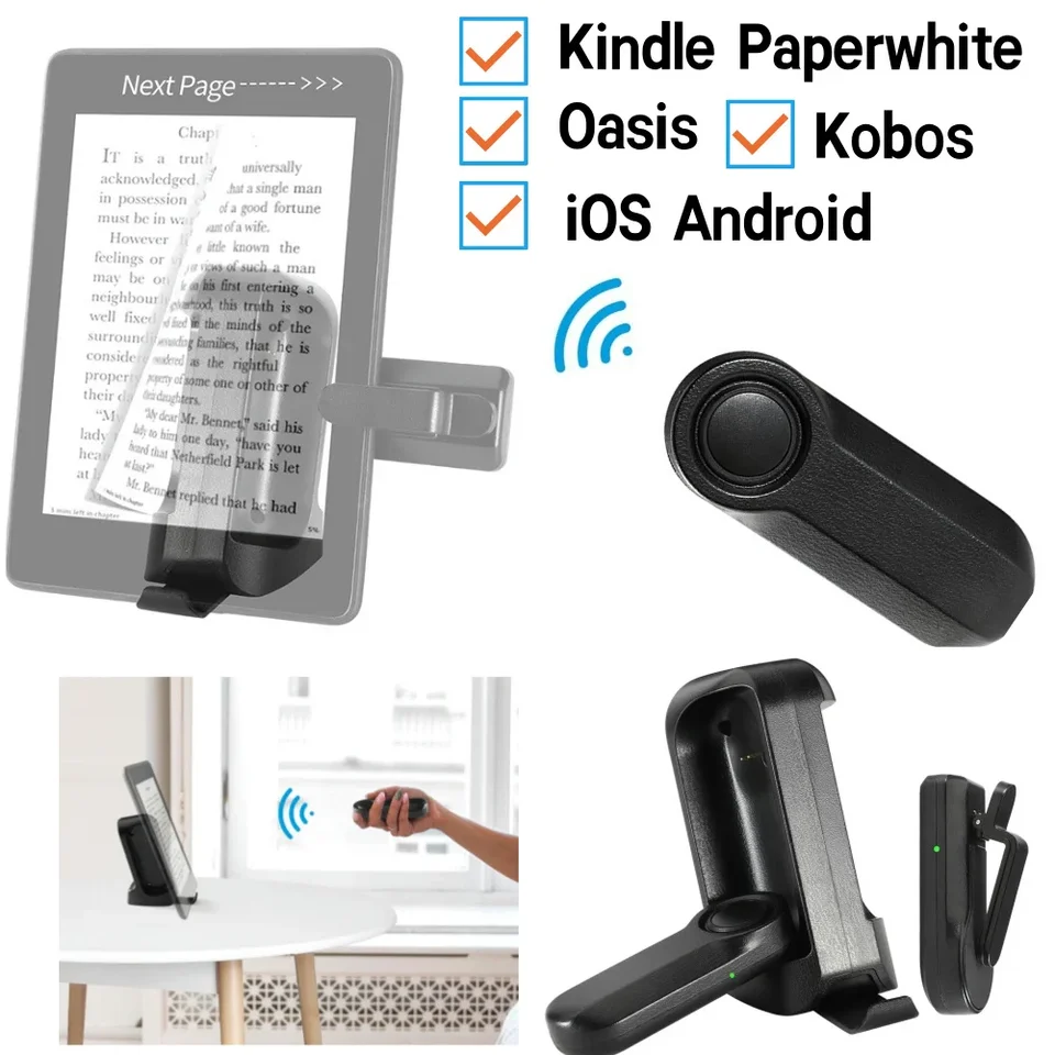 Diaľkové ovládacie prvky s Turnerom pre Kindle Paperwhite Oasis Kobo Ereaders 2.4g RF Wireless Dzdávkový ovládač pre fotografie videá