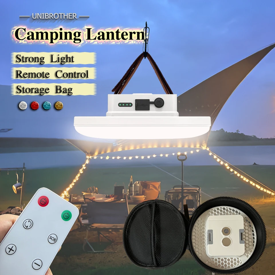 Diaľkové ovládanie Nabíjateľná LED kempingová lampa s magnetom silným svetlom prenosné baterky stanové svetlá pracovné opravy osvetlenie