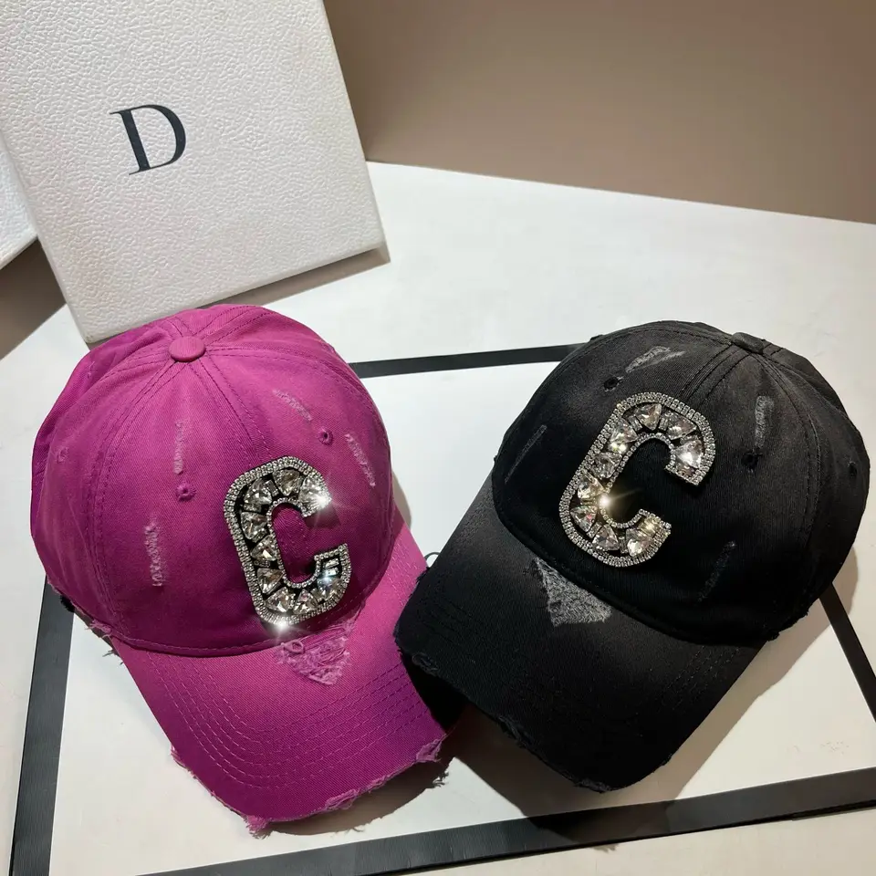 Dierka na umývaná hip hop baseballová čiapka luxusný kamienok písmeno C Snapback vrchol čiapky nastaviteľné bavlnené trucker klobúk klobúk