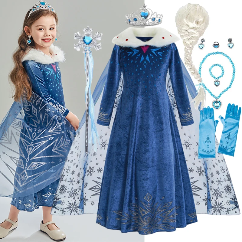 Dievča Anna Elsa šaty Kids Halloween rola Play Sneh Queen Costume Detský princezná šaty Karneval narodeniny elegantné večierky oblečenie