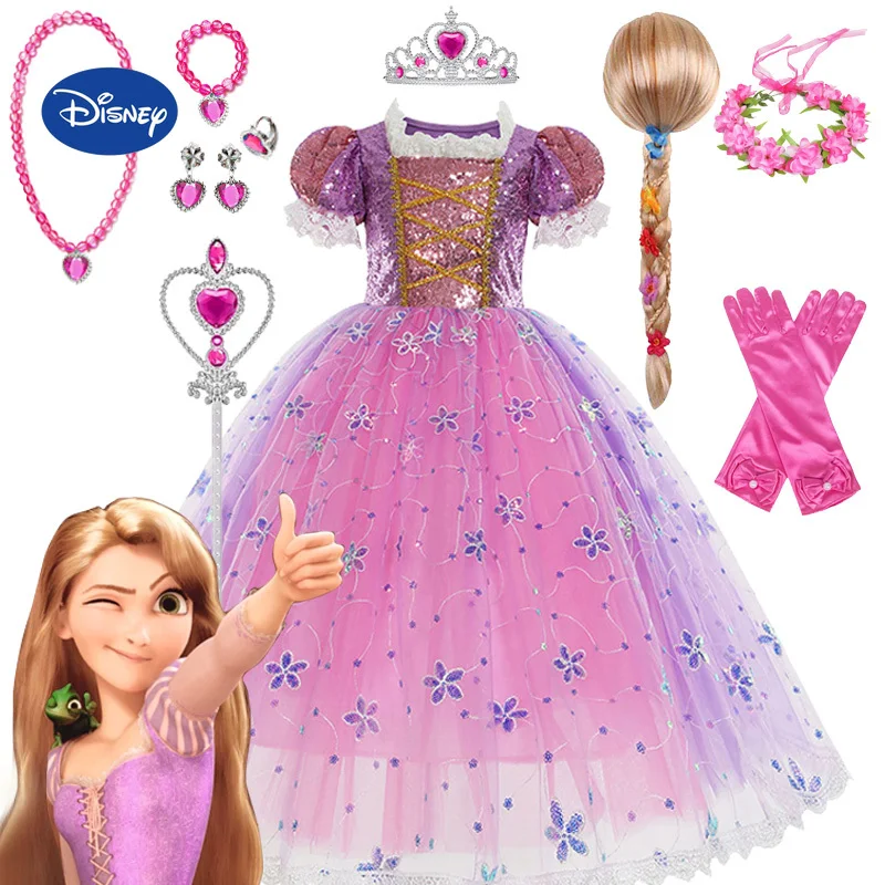Dievča Halloween Cosplay rapunzel princezná flicin šaty kostým karneval tango tanečný predstavenie oblečenie dievčenské šaty narodeniny darček