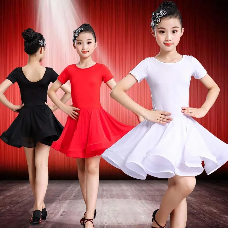 Dievča latinské tanečné šaty pre dievčatá profesionálne deti tanečný kostým salsa deti červené tango šaty tanečné javiskové šaty