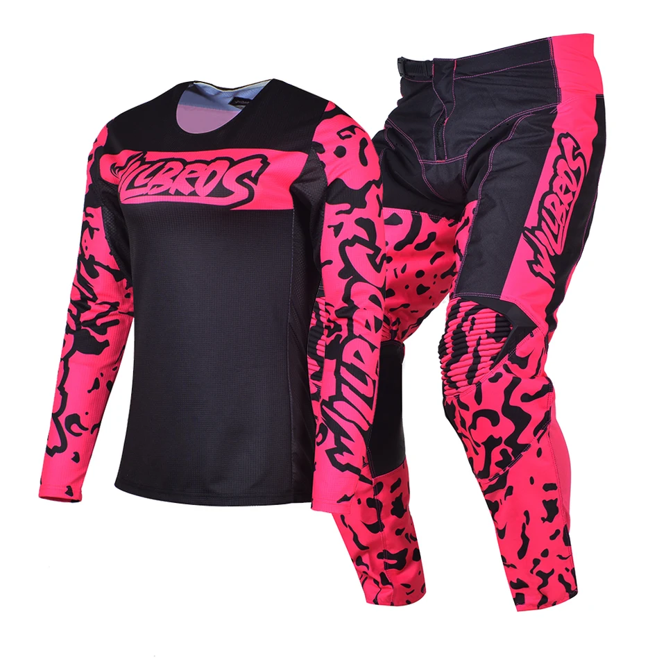 Dievča ružové dresy nohavice Motokross Gear Set Racing BMX Race Enduro Outfit Moto Cross Suit Willbros Motorcycle Kits for Woman Lady