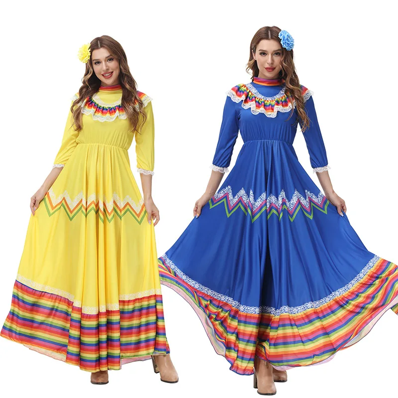 Dievča Tradičné mexické folklórne tanečnice pre dospelú ženu pre dospelých Národný Mexický štýl Guadalajara Holiday Costy Čechia dlhá sukňa