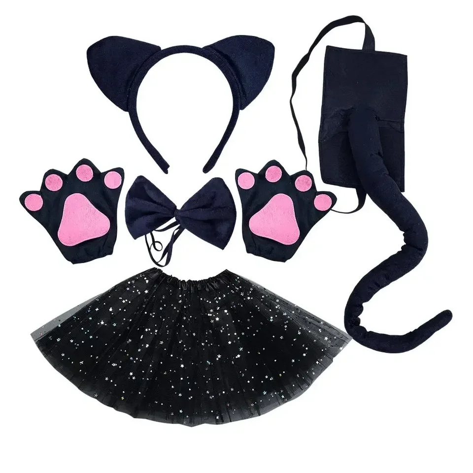 Dievča žien leopard gepard Cat kostým set uší čelenka