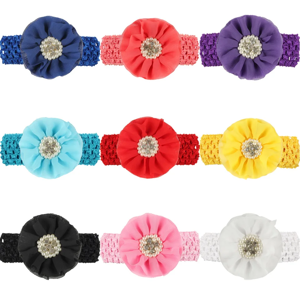 Dievčatko čelenka Kojenec kady Krištáľové kvetinové kvetinové luku hlavy Tiara Headwrap Darček pre batoľa banda