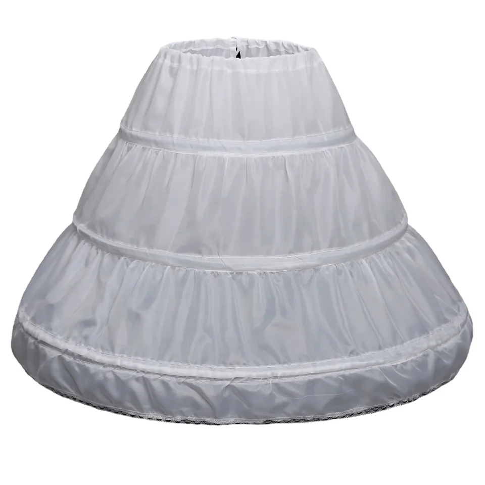 Dievčatá 3 obruče Petticoat Full Slip Flower Girl Crinoline Sukňa