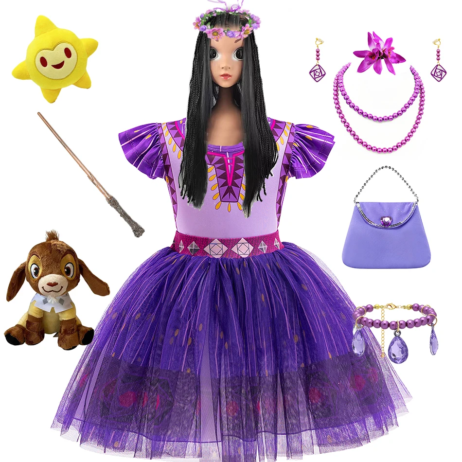Dievčatá Asha 2 PCS Sety lietajúce rukávy tričko sukňou obleky Kids Wish Princess Print Tulle Tutu 1-6yrs Carnival Fancy Cloress oblečenie
