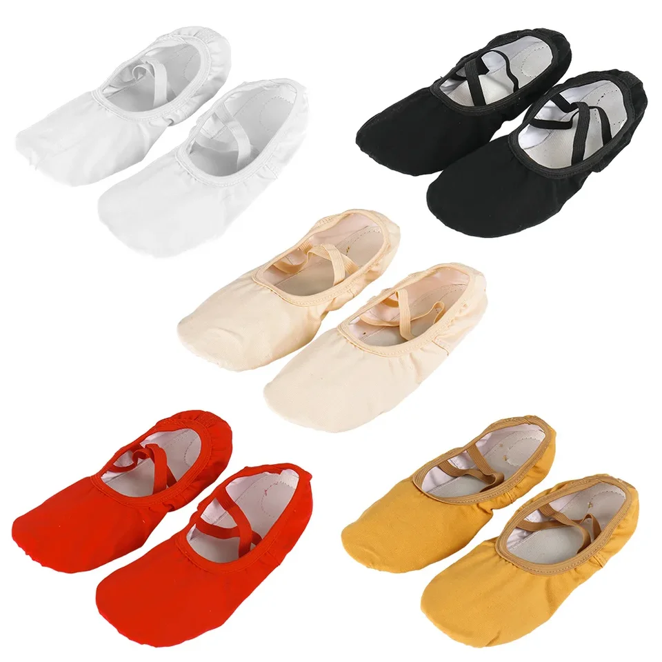 Dievčatá baletné topánky plátno mäkký elastický balet bez šnurovania tanečného papuče detí tréning balerína topánky Multi Colors Dance topánky