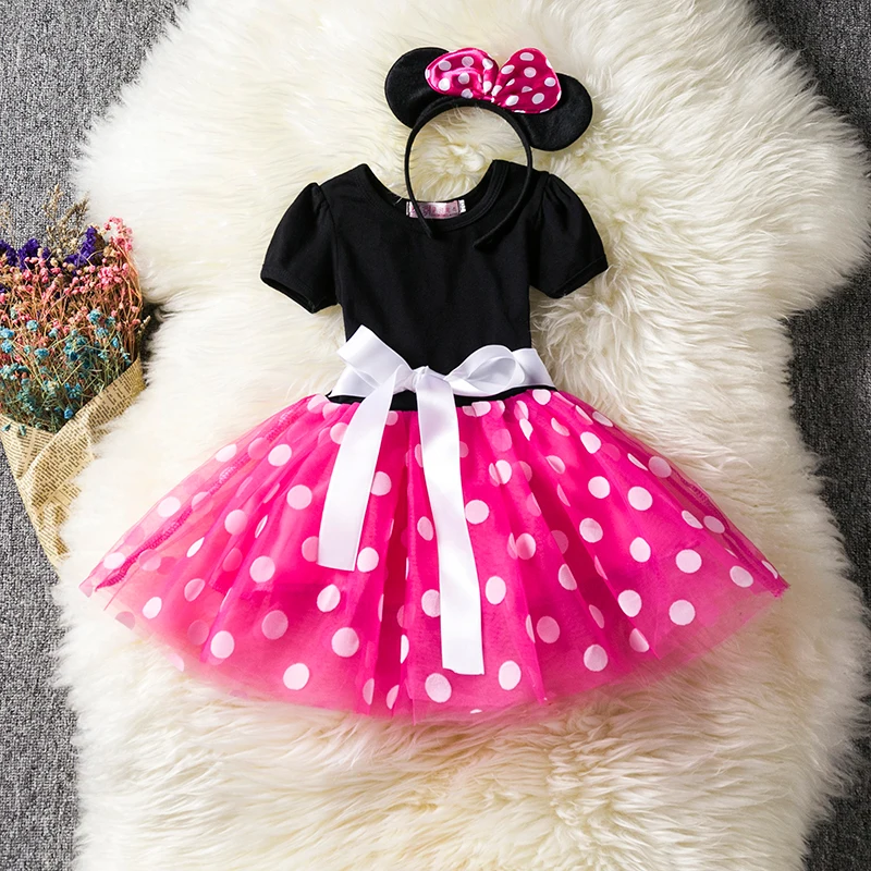 Dievčatá cosplay cartoon kostým deti leto s krátkym rukávom Polka dot princezná oblečenie detí narodeninové oslavy oblečenie