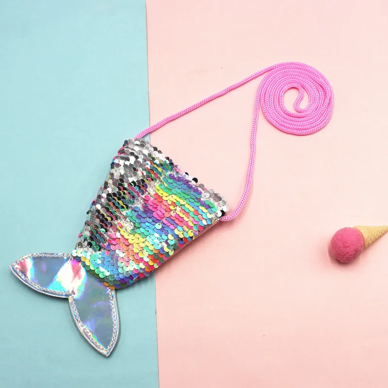 Dievčatá Crossbody Bags Ženy Mermaid Tail Flitre Coin Coin Sling Sling Peniaze Zmena karty držiteľ peňaženky peňaženka kabelka vrecko na detské darčeky