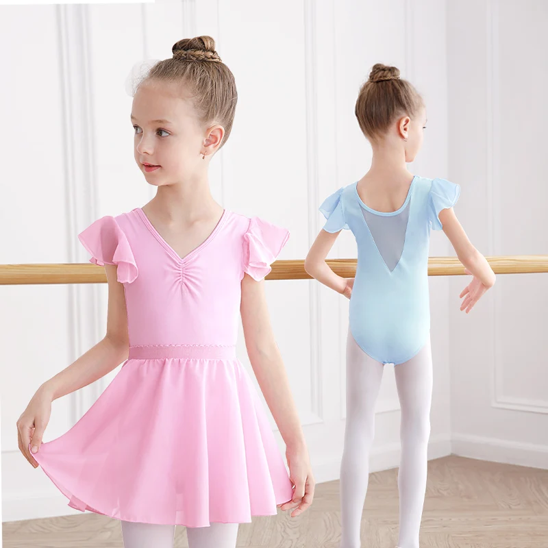 Dievčatá detské baletné trikoty ružové modré bodysuit Gymnastika trikoty pre batoľa tanečné šaty Soft