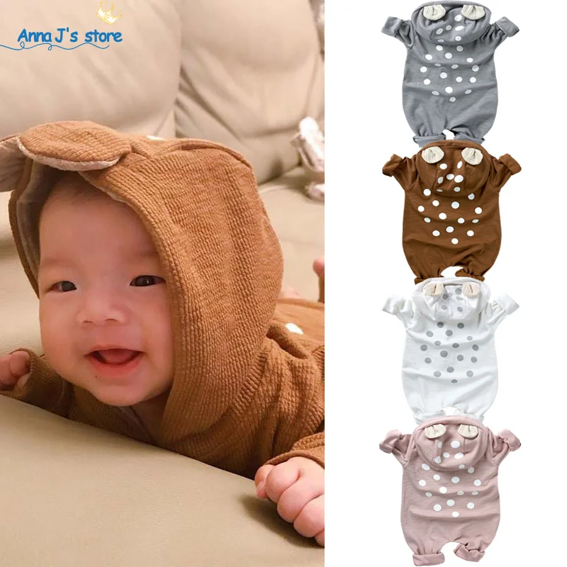 Dievčatá dievča Romper Obliekanie mikiny zips zips Cotton Cute Deer Kojem tollder kombinéza pre novorodenecký bodyit jednodielny outfit položka