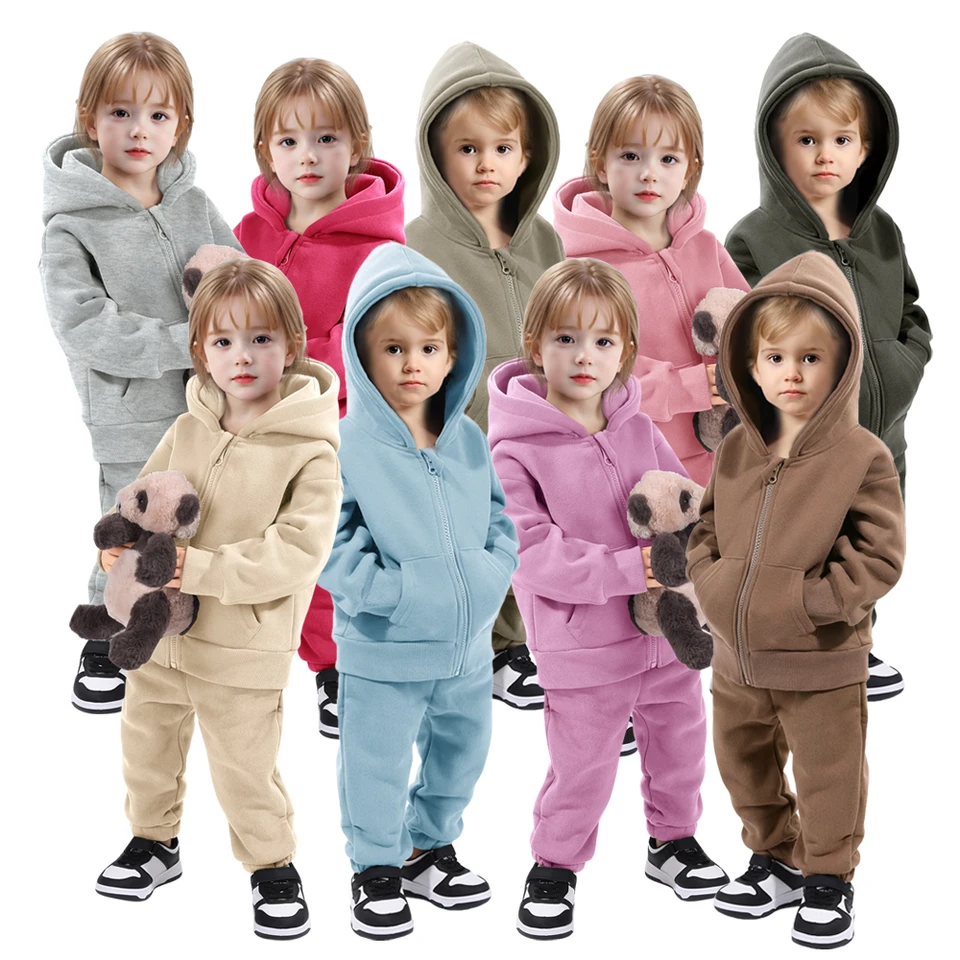 Dievčatá dievčatá bavlnené s kapucňou oblečenie Set Tracksuits batoľa detské oblečenie súpravy detské bunda s kabátmi oblek pre športové obleky