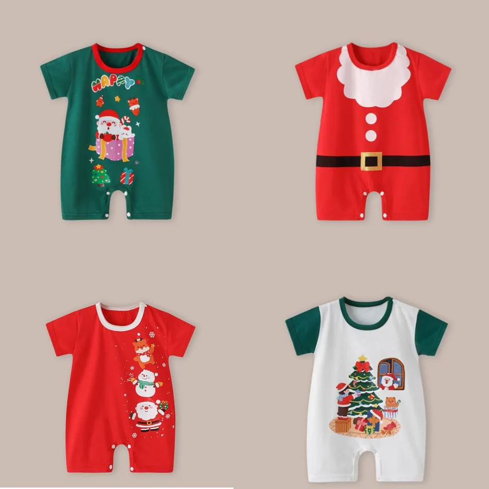 Dievčatá dievčatá BodySuits Vianoce bavlnené rukávy Detské oblečenie 6-24 mesiacov novorodenecké detské oblečenie Bebe Sucksuit