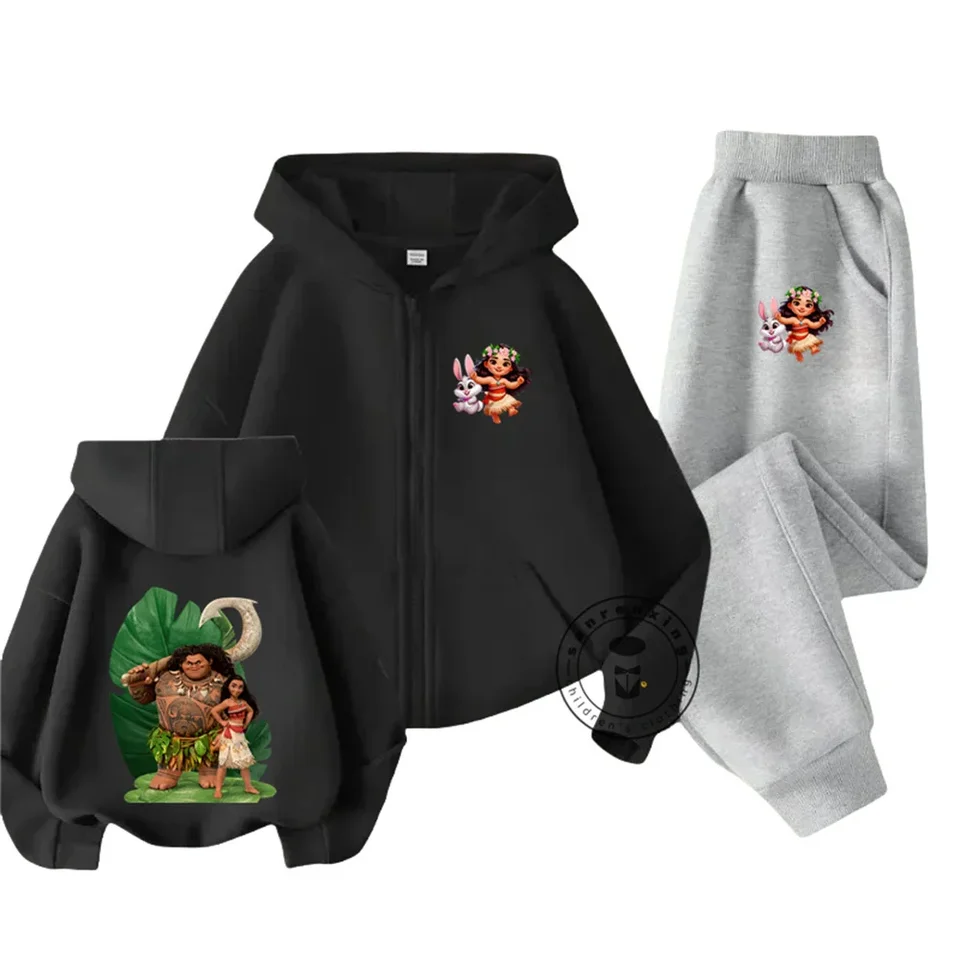 Dievčatá dievčenské oblečenie súpravy 4-14 rokov narodeninové obleky Boys Tracksuits Moana Suits Zipper Hoodies Tops +nohavice 2ks set