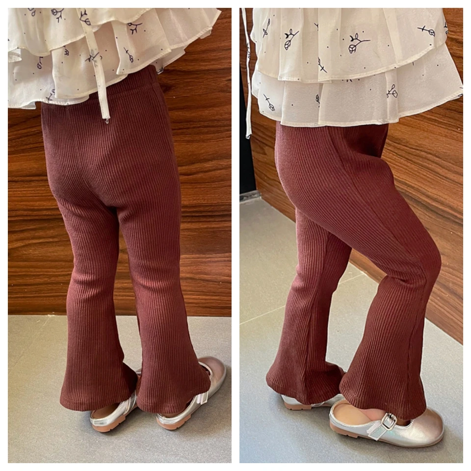 Dievčatá Flare Pants Baby Girls Girls High Pase Elasticity Skinny nohavice Spring letné letné detské nohavice pre deti, dievčenské oblečenie