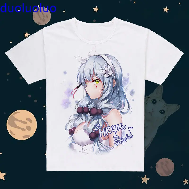 Dievčatá Frontline HK416 Anime Casual White Tričko Unisex krátke rukávy Tops #G7