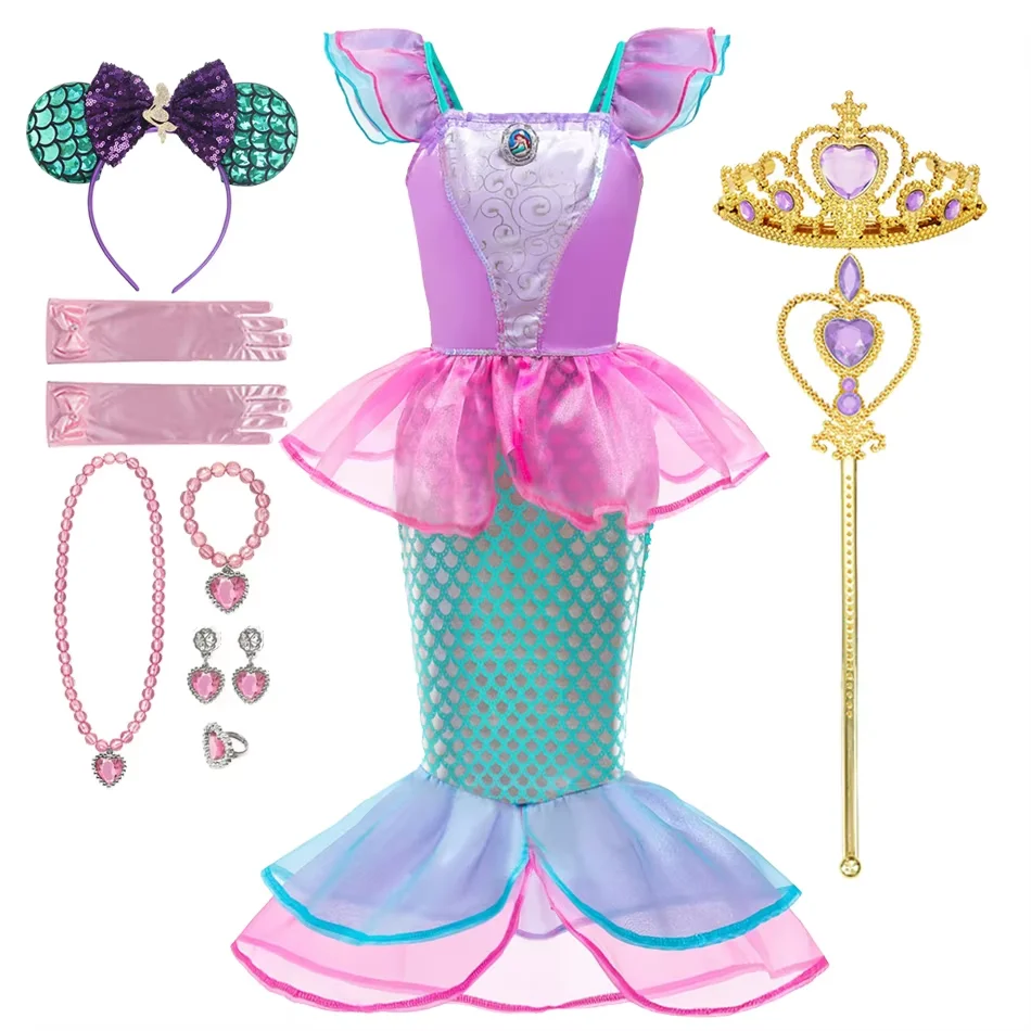 Dievčatá halloween cosplay oblečenie malá morská panna narodeninová oslava detské kostýmy deti Purim princezná Vestidos