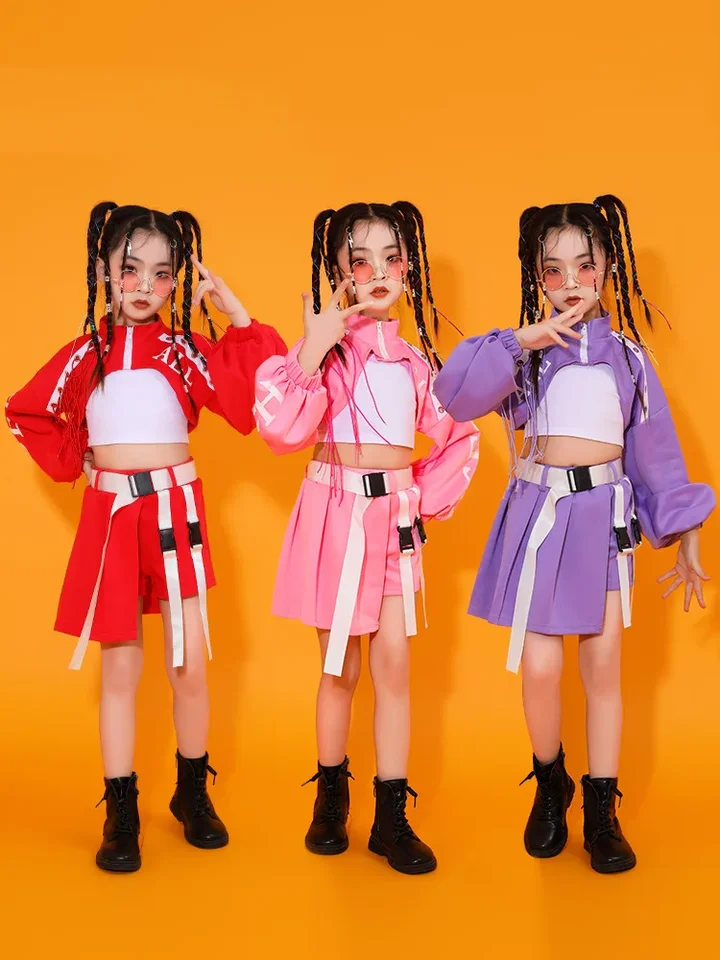 Dievčatá Hip-Hop Street Dance Trendy Clothing Children Jazz Dance Clothing Stage ukazuje výkonné kostýmy