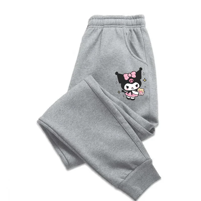Dievčatá Kawaii Cartoon Print Hello Kitty Detské nohavice Vysoko kvalitné nohavice Vonkajšie voľný čas Denne jednoduché dvojfázové oblečenie