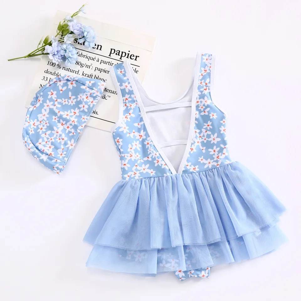 Dievčatá kúpalisko Noste kvetinové detské oblečenie Kids Detské lace Lace Lace Huffle Korean Style Print Deti jednodielne plavky