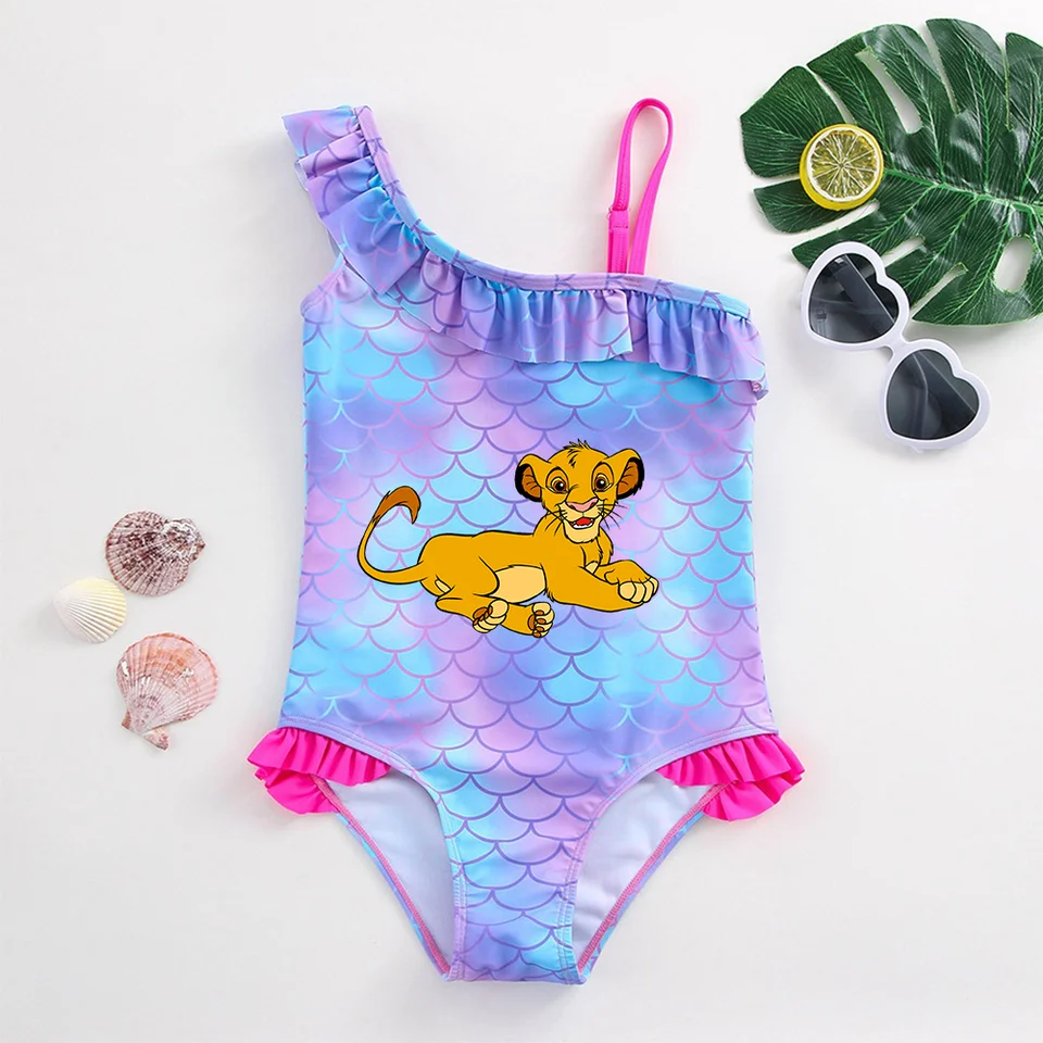 Dievčatá Lion King Girls Swimsuit Fashion Morská morská panna jednodielne plavky obleky detské šaty letné plavky plážové obleky Detské oblečenie