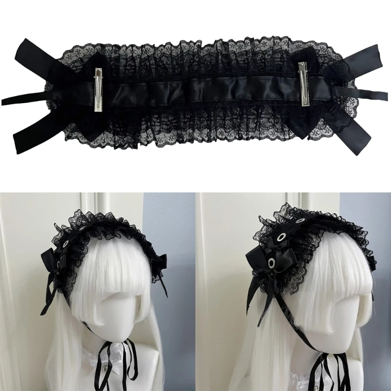 Dievčatá lolita gotická subkultúra Hairband y2k Ženy japonské harajuku čipkované šmrnc s čelenkou Bowknot Anime rola hraním hlavného kusu
