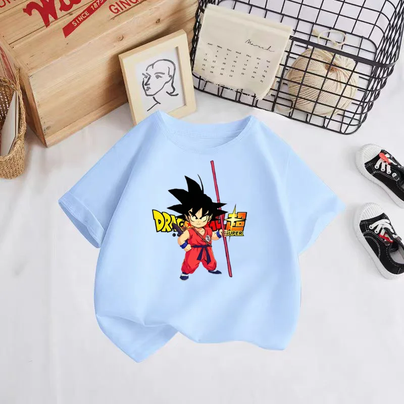 Dievčatá oblečenie 2024 leto 2 až 12 rokov detské oblečenie Goku Dragonball Boys Pár Tričko Top matka deti