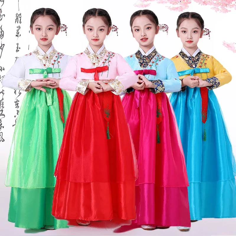 Dievčatá palác Korean Hanbok Detské etnické menšiny Tradičné oblečenie Staroveká svadobná vyšívaná Orient Party Orient Hanbok
