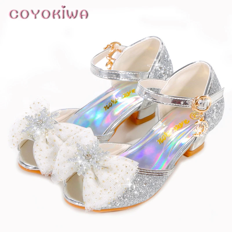 Dievčatá pre batoľatá letné kostýmy sandále Kids Rainbow Princess Party Shoes s nízkymi pätami detské šaty remienok trblietavé flitrové topánky
