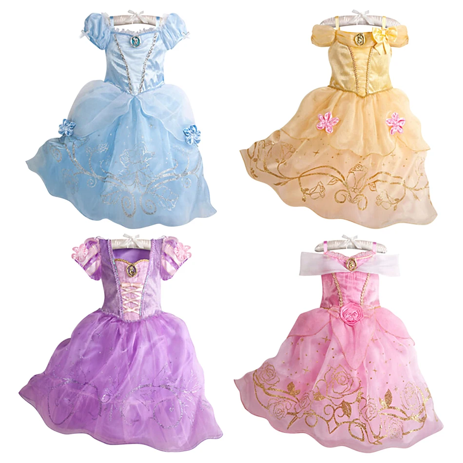 Dievčatá princezná kostým deti narodeniny luxus Rovnaký štýl s viacerými farbami Cosplay šaty letné oblečenie