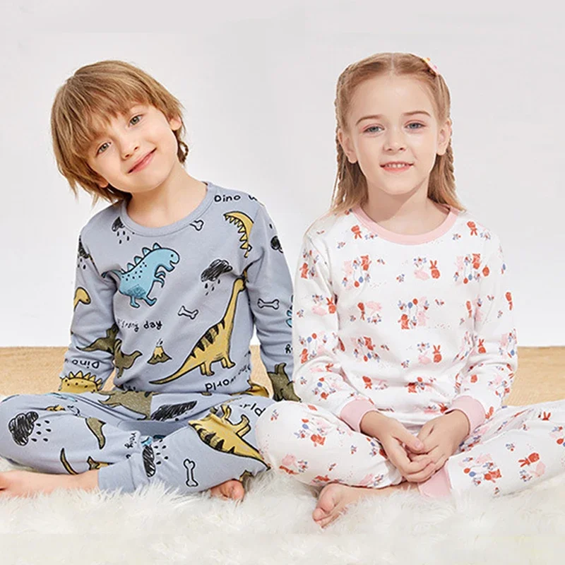 Dievčatá pyžamy nové zimné s dlhým rukávom Detské oblečenie Sleepwear 100% bavlnené pyžamy pre deti 4 5 6 8 9 12 13 rok