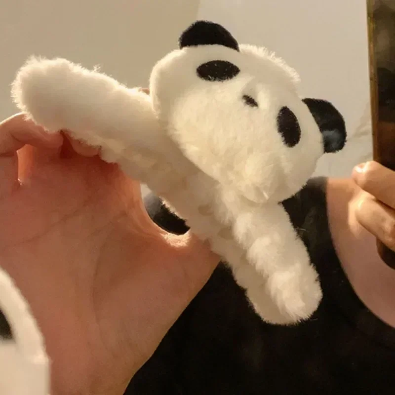 Dievčatá roztomilé plyšové panda vlasy klipová klipová hlava dekor karikatúry veľké kaderníky vlasové sponky na vlasy