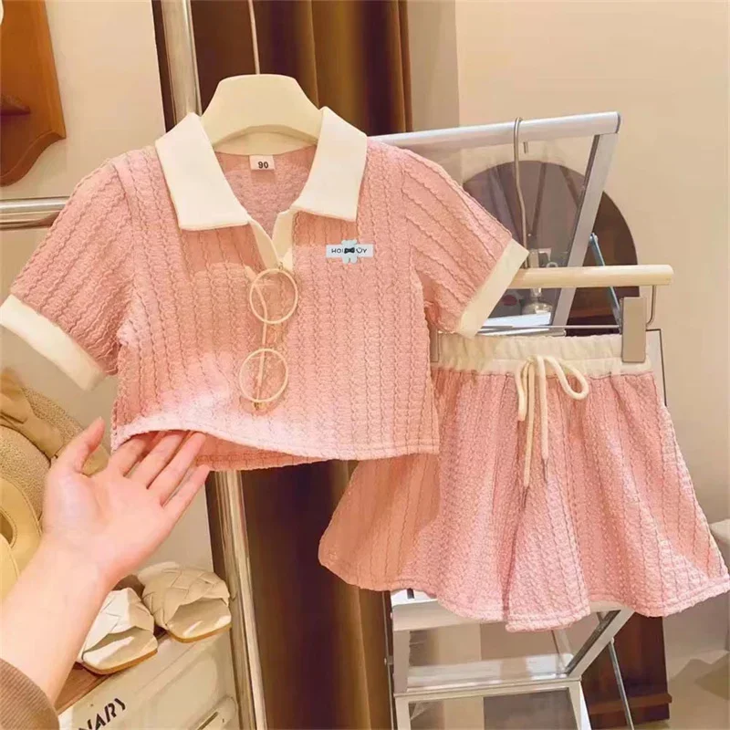 Dievčatá roztomilé sladké oblečenie sada Kids ležérne krátke rukávy Top nohavice outfit leto nové deti pohodlie módne športové oblečenie 2-10Y