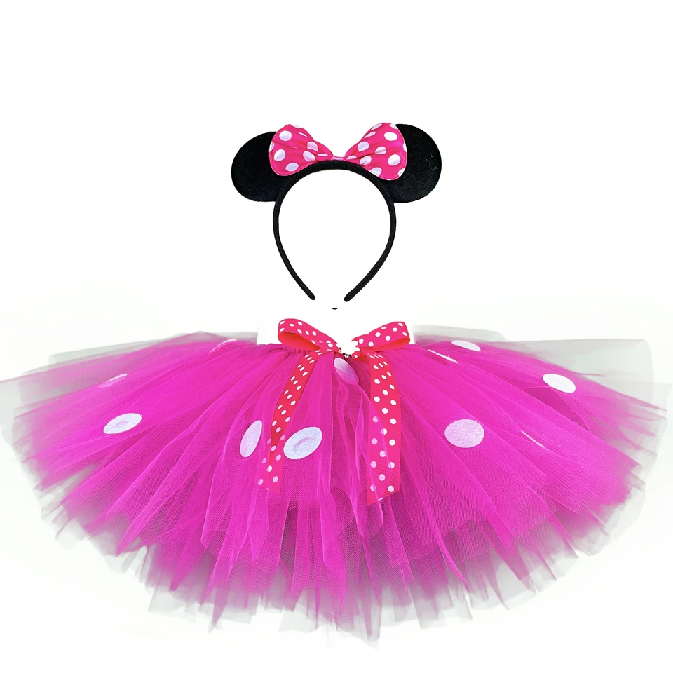Dievčatá ružové ružové minnie tutu sukne sukňa sukňa sukňa sukňa pettiskirt s vlasovými deťmi narodeninové oslavy kostým Cosplay sukne