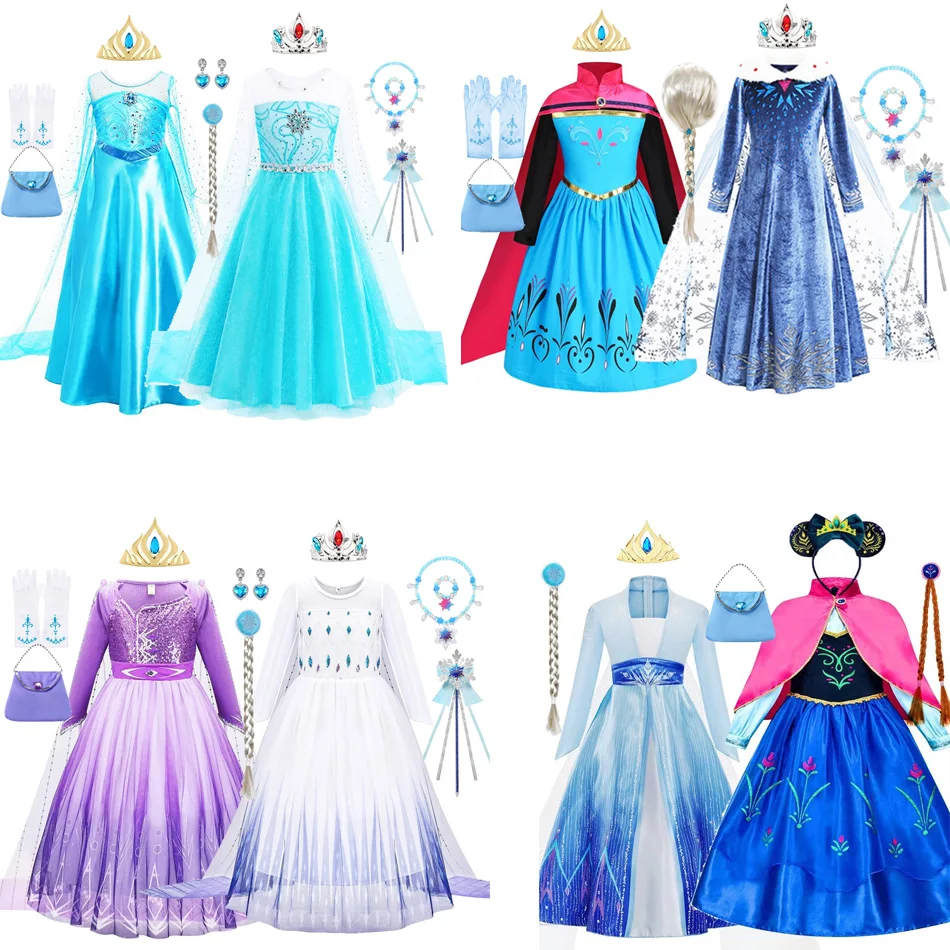 Dievčatá sa obliekajú detské princezné kostýmy Halloween narodeninové oslavy dlhé plášť cosplay elsa šaty dlhý rukáv 4 5 6 7 8 9 10 rokov