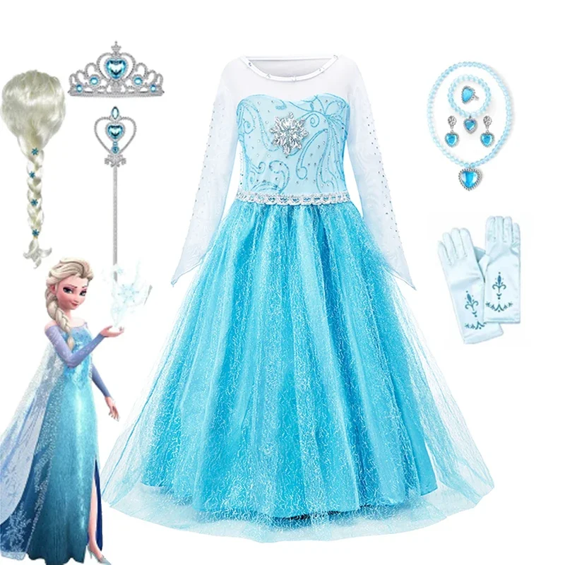 Dievčatá Snow Queen Frozen Elsa Ktýmy pre dievčatá pre dievča Halloween Karneval Prom Prom šaty Cosplay pre deti oblečenie princezné šaty