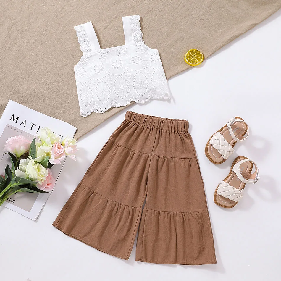 Dievčatá Spring Fashion Pohodlné skladané sukne a obyčajné topánky bez rukávov Top set ležérne a pohodlné detské súpravy 1-6 y