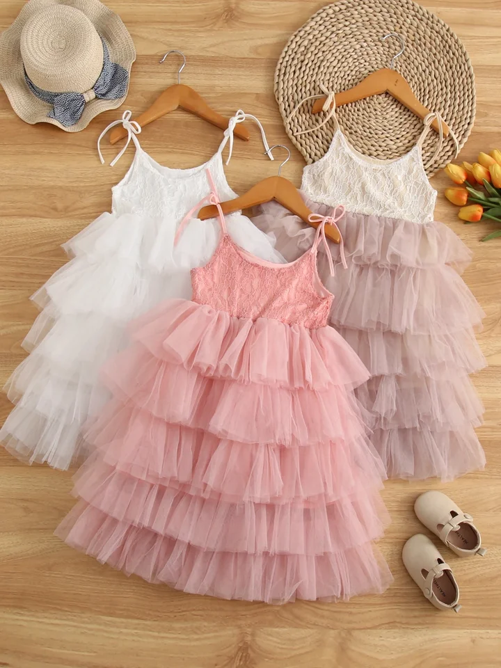 Dievčatá svadobné šaty malá princezná narodeninová oslava župany čipky sling tutu šaty deti vintage kvetinové tkaniny