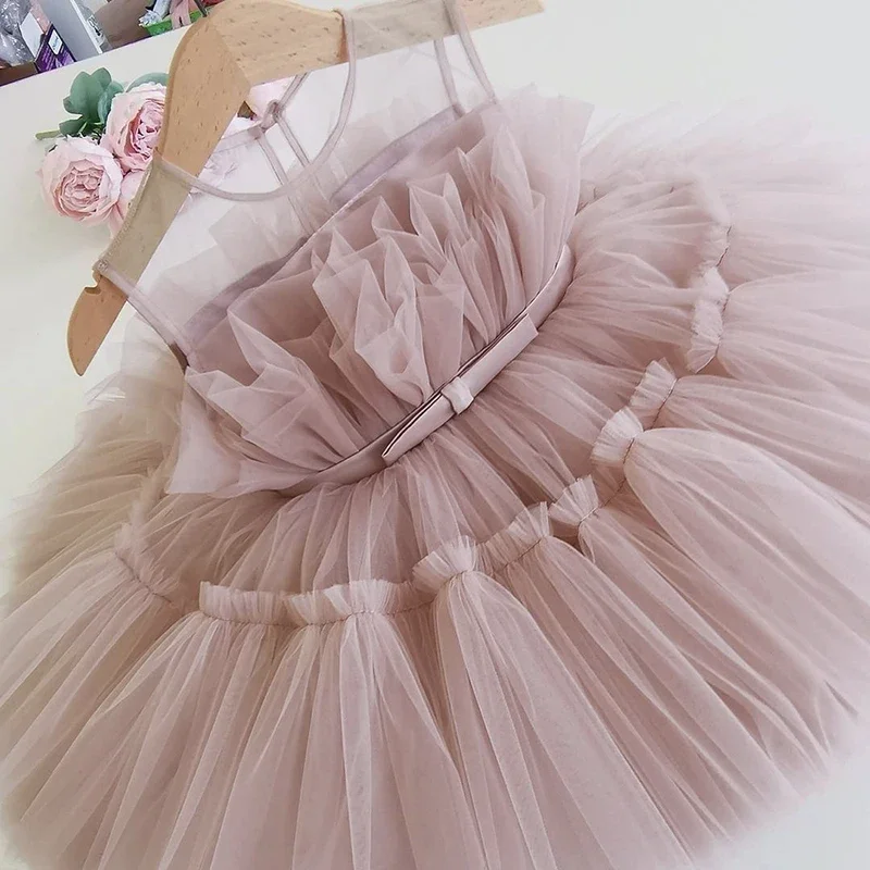 Dievčatá Tutu Fluffy šaty Svadobné družičky večerné šaty batoľa deti princezná narodeninová oslava tylové šaty detské oblečenie