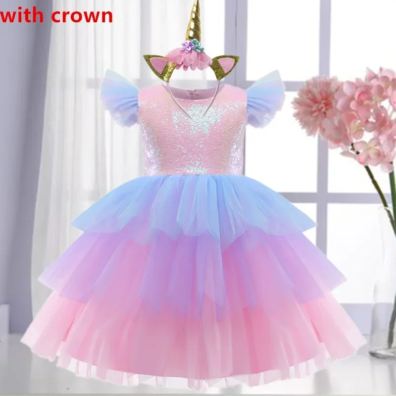 Dievčatá Unicorn Rainbow Vianoce Brithday Flitry Tutu oblečenie oblečenia Kids Kids Princess Party Outfits Little Girls Clothing