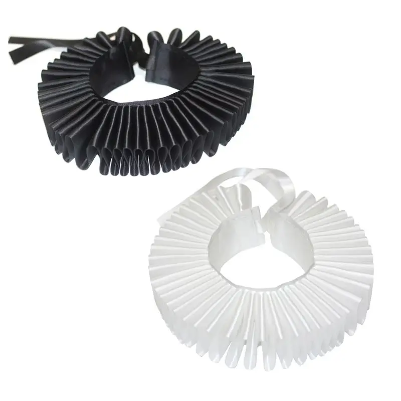 Dievčatá viktoriánske renesance Elizabethan Ruffled krk saténové klaun cosplay ruff choker halloween party pódium kostým