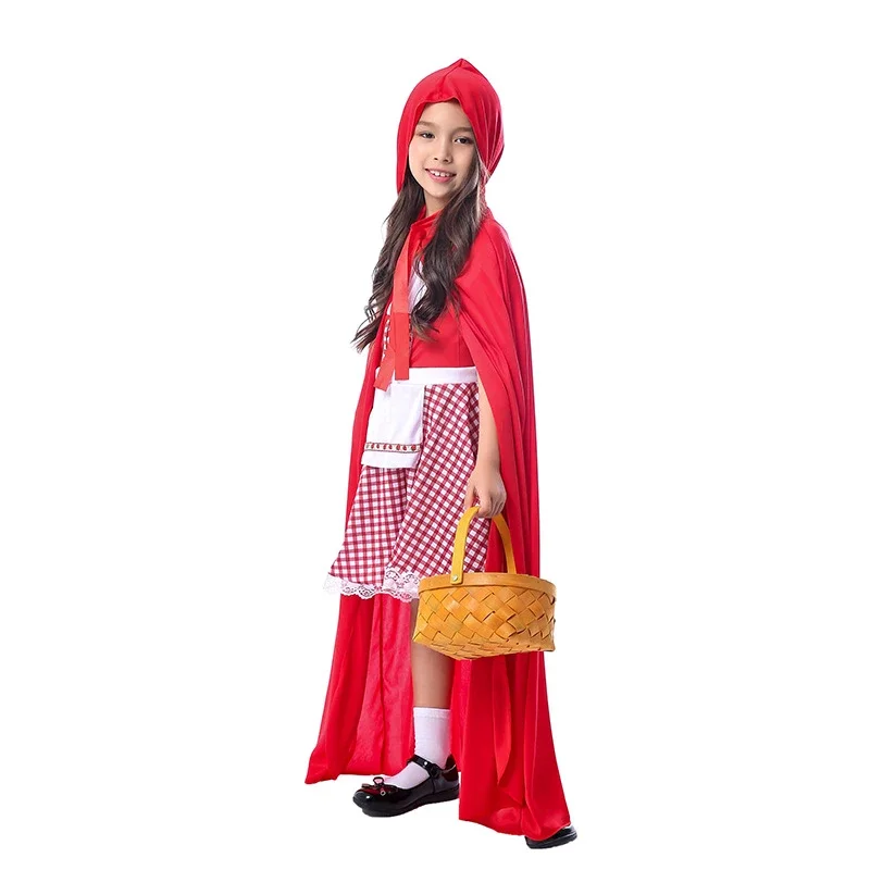 Dievčatá červené jazdecké kostýmy Halloween Cosplay malé červené šaty pre deti