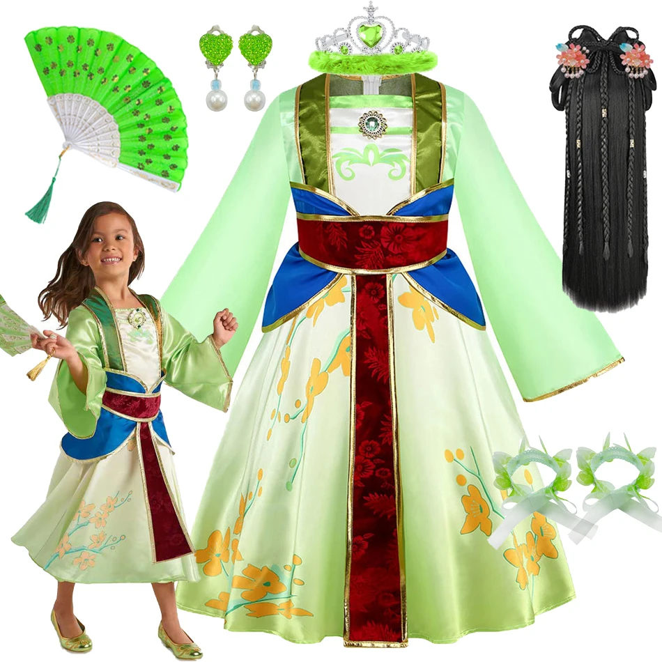 Dievčatá Číňania Hanfu Tradičný kostým princezná Mulan Cosplay šaty Halloween Karneval narodeninové oslavy pódium Performance Outfits