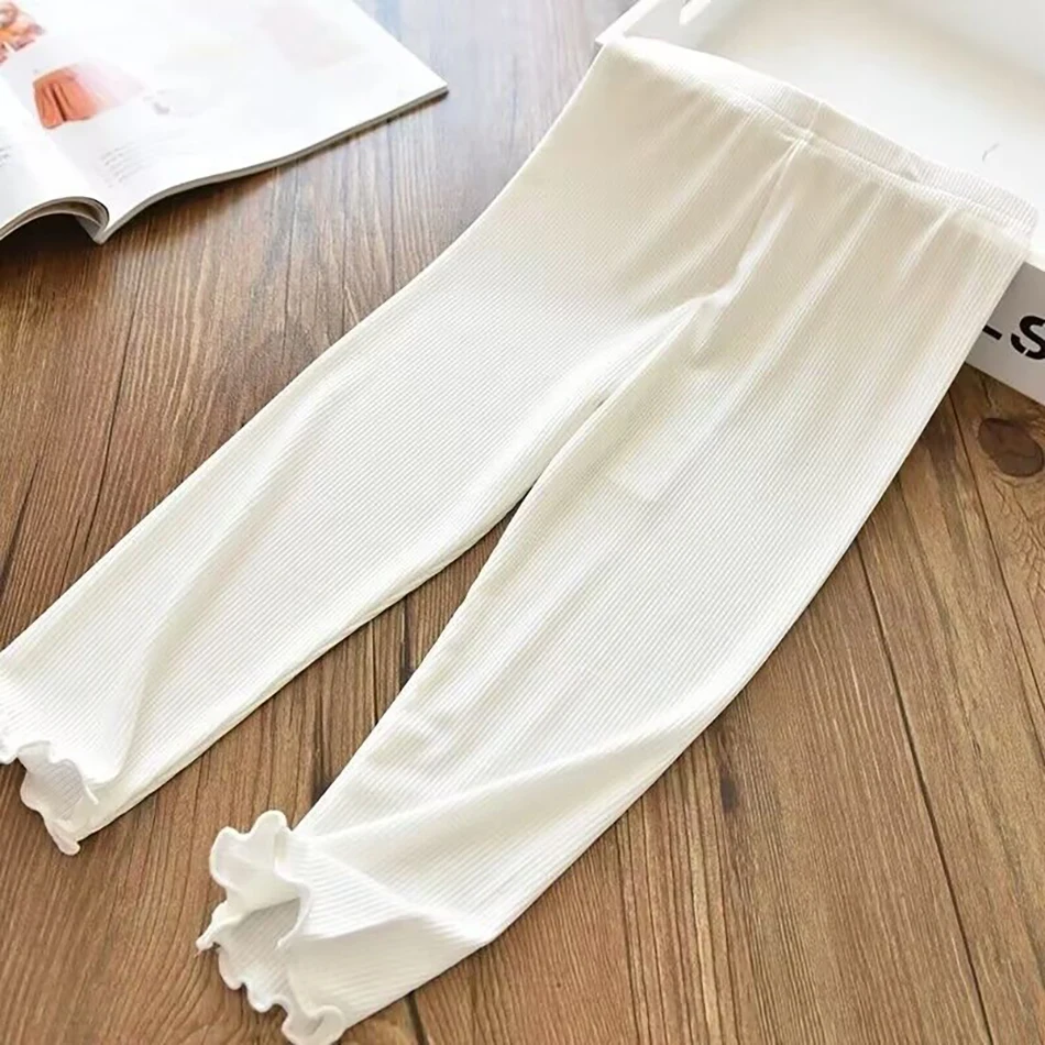 Dievčatá ľahké letné dlhé nohavice pre pohodlie a štýlové príležitostné odevy Capris Deti Candy Color Cance Cashan Corean Legíny
