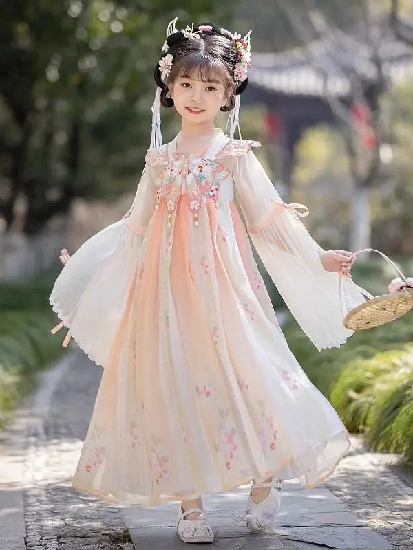 Dievčenské kostýmy Hanfu Summer rozprávky Detské starodávne tenké oblečenie Nové šaty Chinoiserie Chinese Chinese Style Šaty