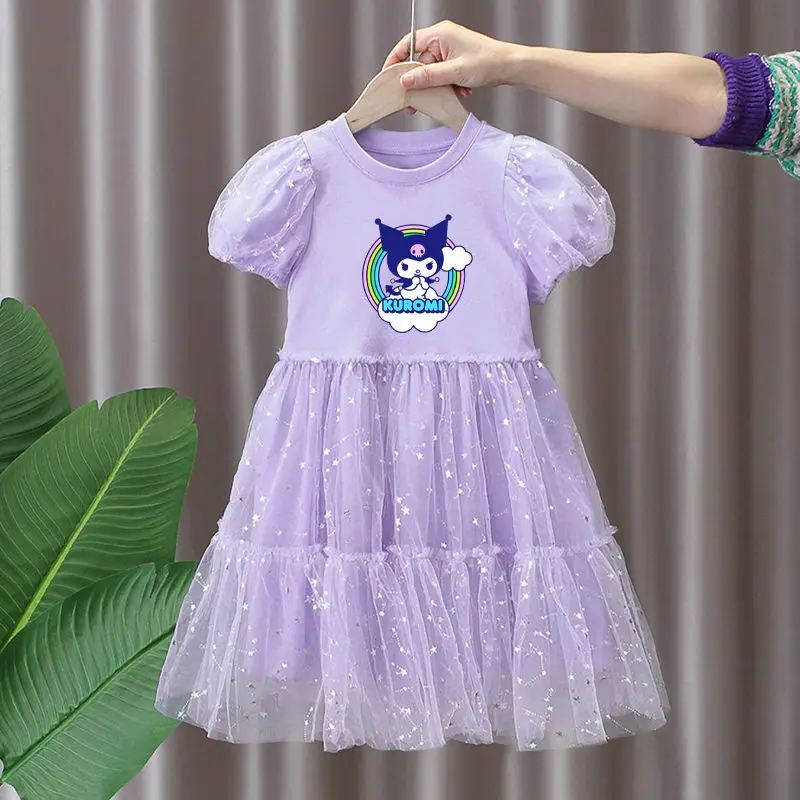Dievčenské šaty letné šaty zo sieťoviny Puffy sukňa New Kuromi Detská princezná sukňa