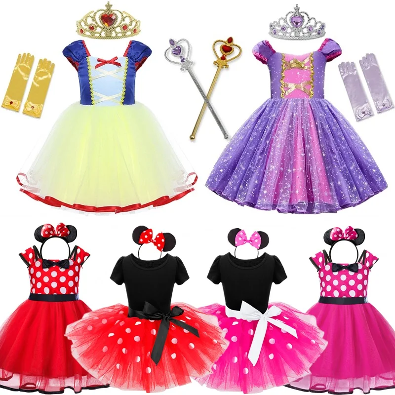 Dieťa Snehulienka pre dievčatá pre dievčatá narodeniny Karneval Party Cosplay Minni Cartoon Mouse Princess Dress Summer dievčatko oblečenie